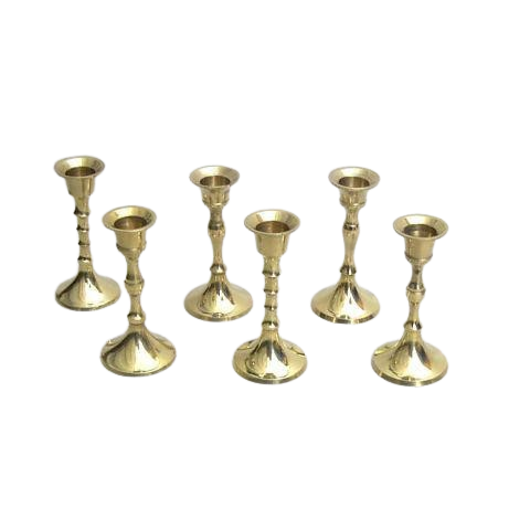 BRASS TAPER CANDLE HOLDER SET OF 6
